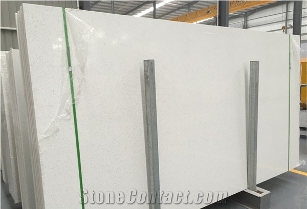 Crystal White Color Quartz Slabs