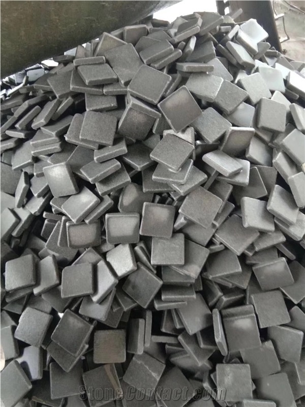 G684 Black Basalt Cubes Natural Split Cobble Stone