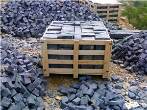 G684 Black Basalt Cubes Natural Split Cobble Stone
