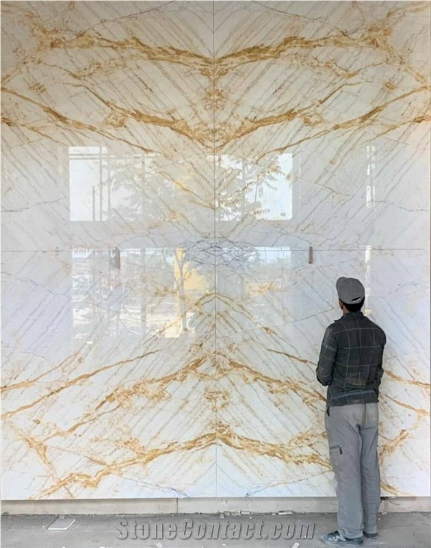 Golden White Marble Rough Blocks Iran White Marble