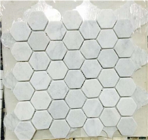 Hexagon Composited White Marble Mosaics Laminated Hexagon Composited White Marble Mosaics Laminated