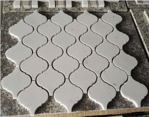 Hexagon Composited White Marble Mosaics Laminated
