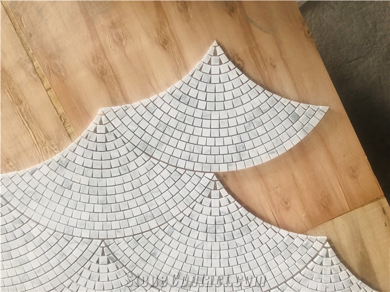 Hexagon Composited White Marble Mosaics Laminated