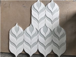 Hexagon Composited White Marble Mosaics Laminated