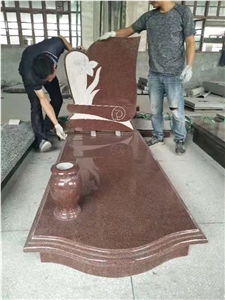 India Imperial Red Granite Monument Tombstone Head