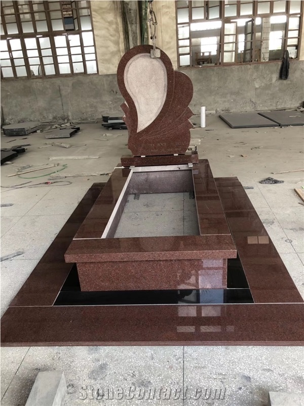 India Imperial Red Granite Monument Tombstone Head