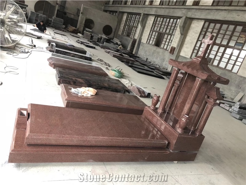 India Imperial Red Granite Monument Tombstone Head