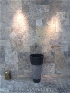 Iran Silver Grey Travertine Slabs Honed Tilles