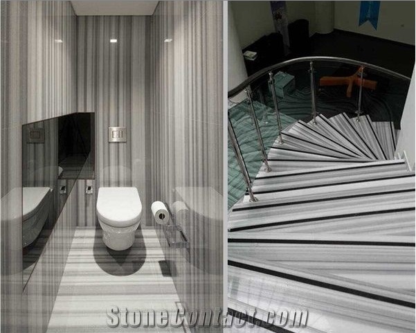 Marmara White Equator Straigt Vein Marble Slabs