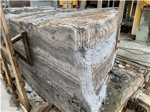 Silver Gray Titanium Travertine Slabs Floors