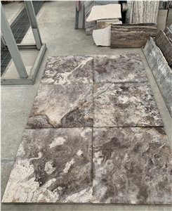 Silver Grey Travertine, Iran Grey Travertine Slabs