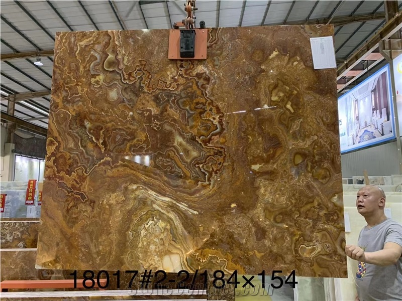 Sivas Honeytiger Onyx Vulcan Slabs Wall-Cladding