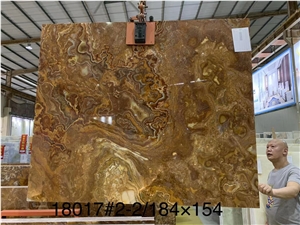 Sivas Honeytiger Onyx Vulcan Slabs Wall-Cladding