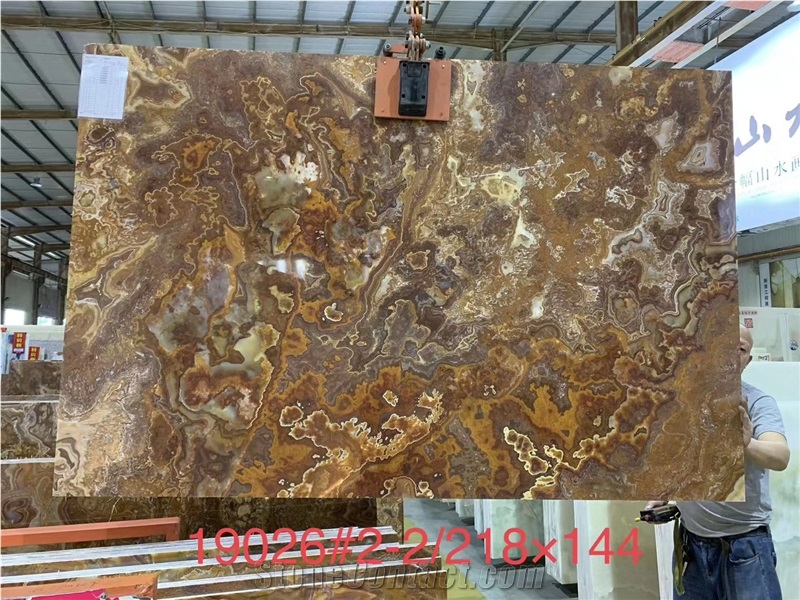 Sivas Honeytiger Onyx Vulcan Slabs Wall-Cladding