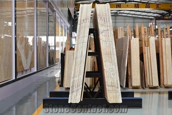Style Of a Frame for Stone Slabs Display in Sho