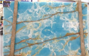 Translucent Blue Onyx Interior Wall Tile Slab
