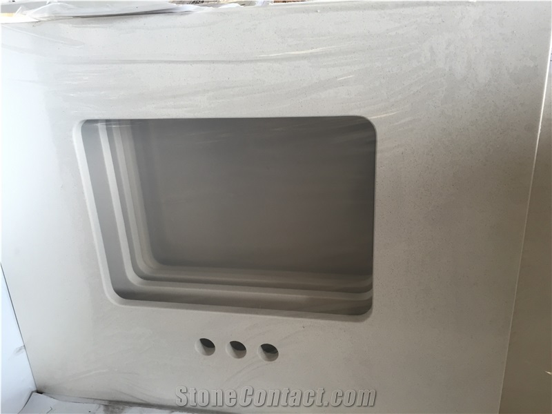 White Artificial Stone Bathroom Countertops