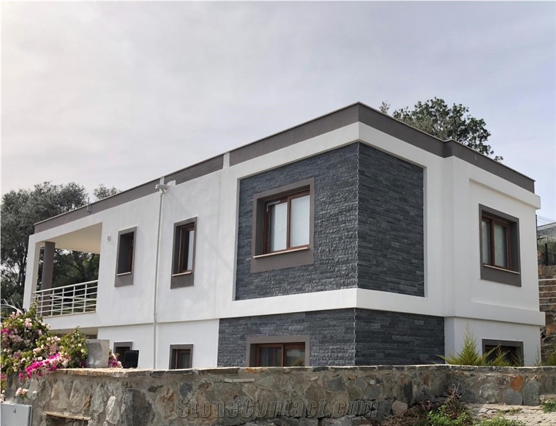 Black/Grey Marble Split Face Stone Veneer