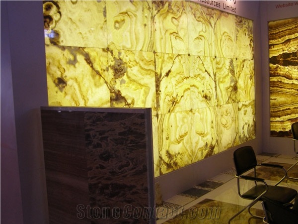 Backlit Honey Onyx Panels for Wall