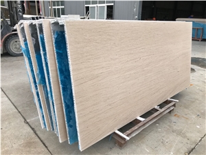 Moca Cream Limestone Backed Natural Stone Honeycomb Panels