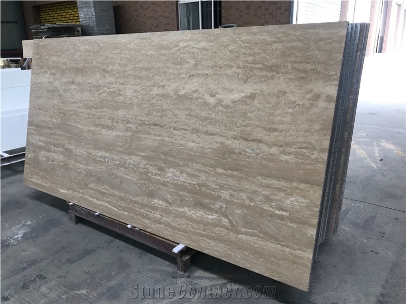 Wall Thin Travertine Beige Aluminum Backed Honeycomb Panel