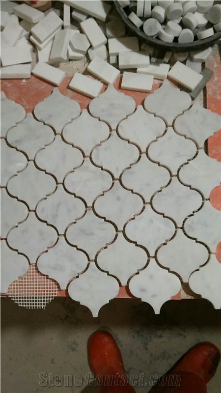 Carrara White Marble Lantern Mosaic Tiles