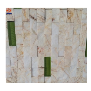 Golden Marble Strip Brick Mosaic Tiles for Wall
