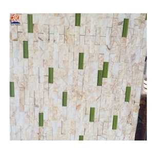 Golden Marble Strip Brick Mosaic Tiles for Wall