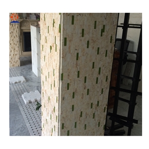 Golden Marble Strip Brick Mosaic Tiles for Wall