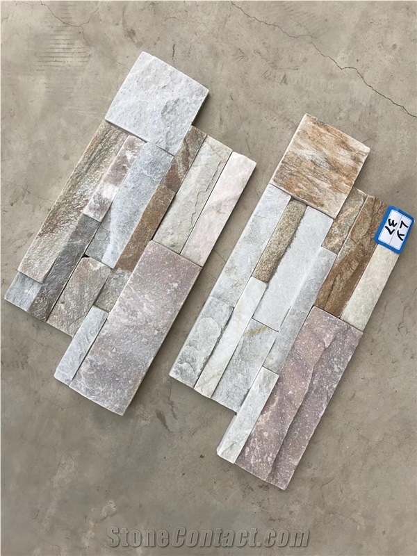 White Quartzite Stacked Stone Veneer 18x35cm