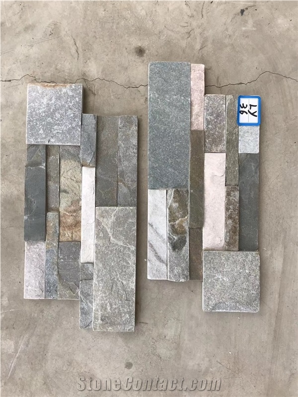 White Quartzite Stacked Stone Veneer 18x35cm