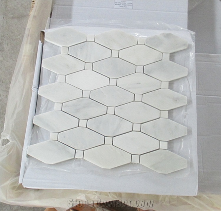 Bathroom Mosaic Polished Hexagon White Mosaic