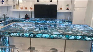 Blue Agate Back Lit Semi-Precious Countertop
