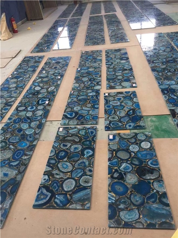 Blue Agate Back Lit Semi-Precious Countertop