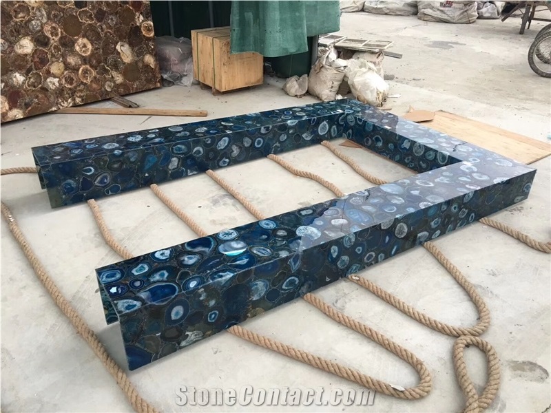 Blue Agate Back Lit Semi-Precious Countertop