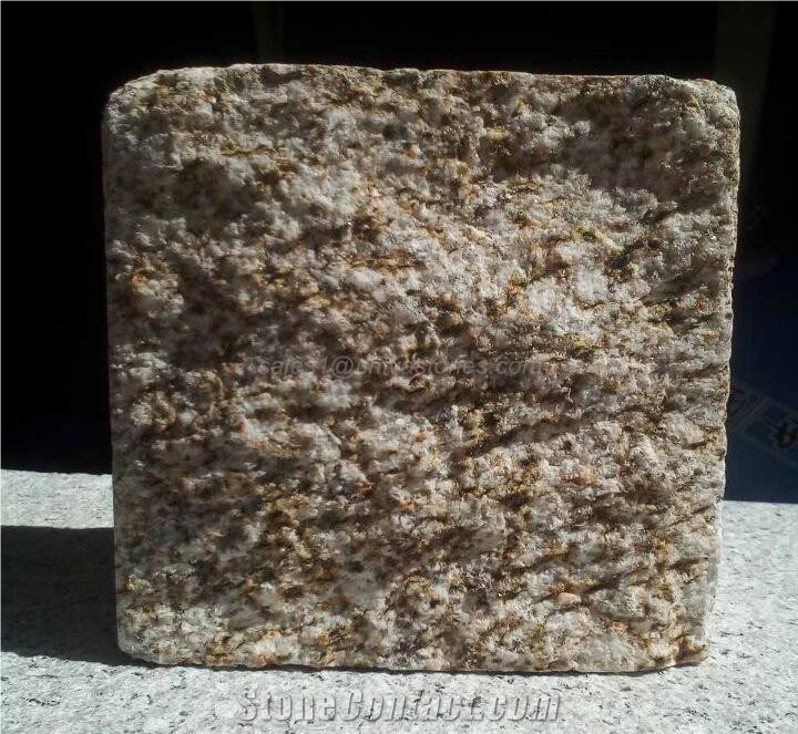 G682 Misty Yellow Granite Cubes Paving Stone