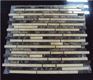 Mixed Color Linear Strip Marble Mosaic Tile