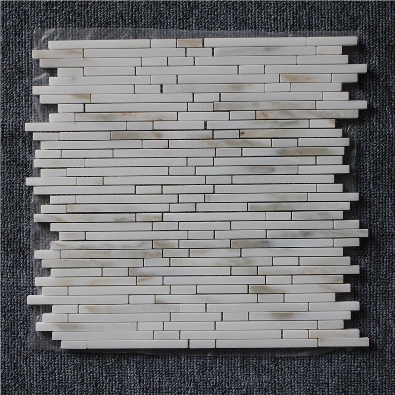 Mixed Color Linear Strip Marble Mosaic Tile