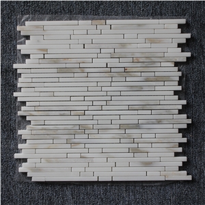 Mixed Color Linear Strip Marble Mosaic Tile