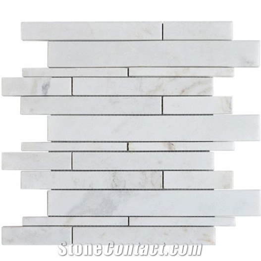 Mixed Color Linear Strip Marble Mosaic Tile