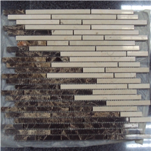 Mixed Color Linear Strip Marble Mosaic Tile