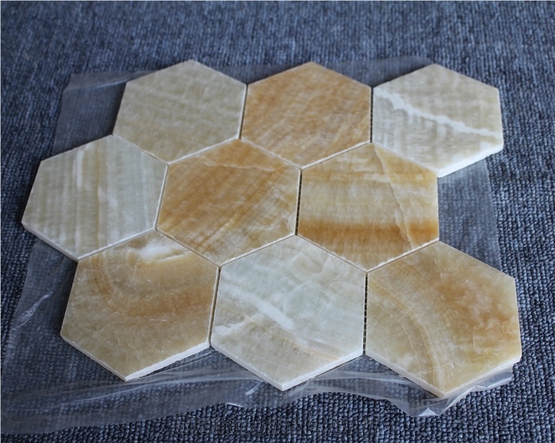 Mixed Color Yellow/White/Grey Marble Mosaic Tile