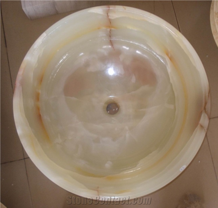 Round and Customzied White Onyx Basin