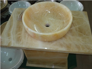 Round and Customzied White Onyx Basin