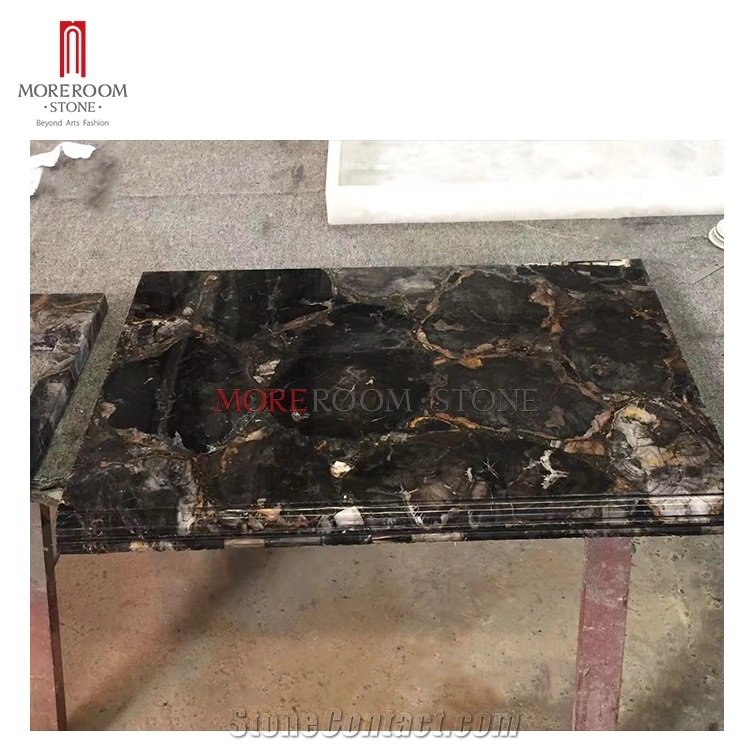 Modern Black Petrified Wood Furniture Dining Table