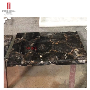 Modern Black Petrified Wood Furniture Dining Table