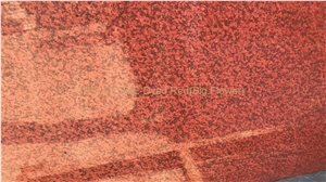 Dyed Red Big Flower Granite Tile Slabs