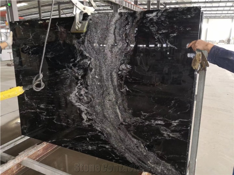 Jet Mist River Black Granite Polished Slab Tile