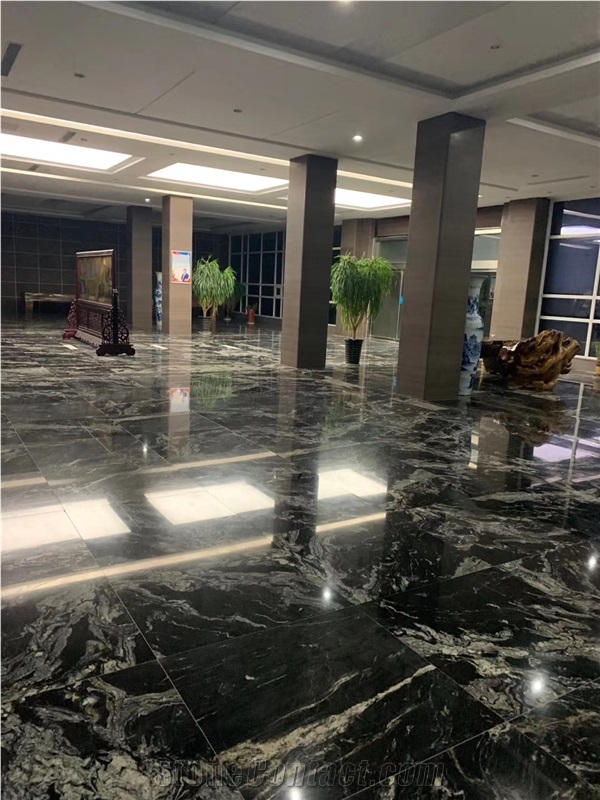 Jet Mist River Black Granite Polished Slab Tile