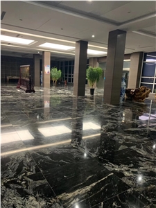Jet Mist River Black Granite Polished Slab Tile